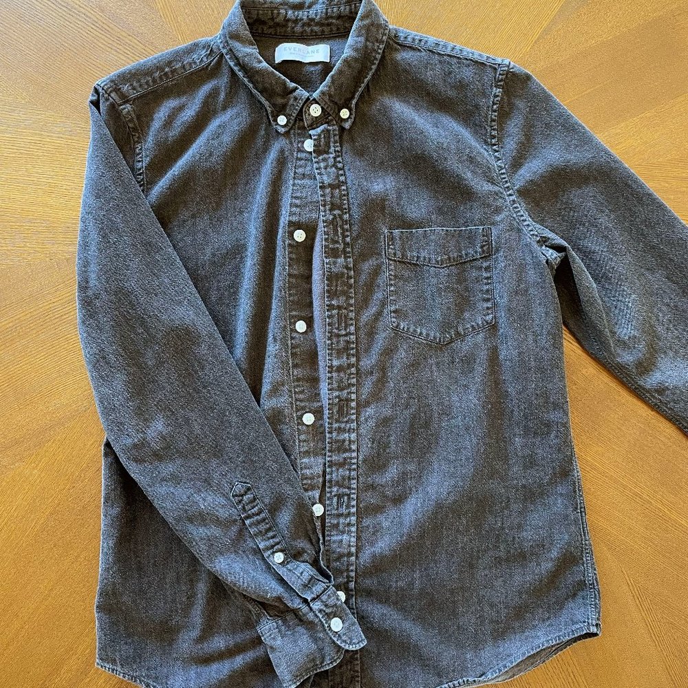 Dark Grey Everlane Denim Button Up Shirt